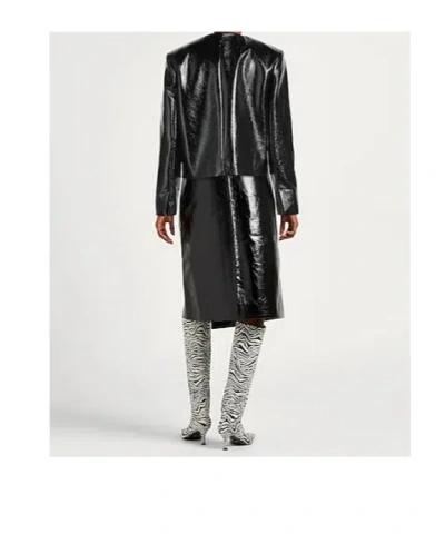 Maxco. Crew Neck Leather Jacket In Black
