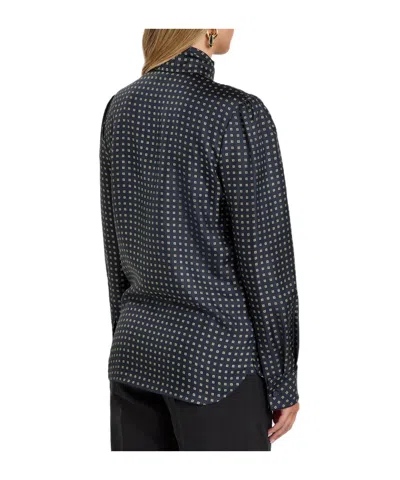 Saint Laurent Patterned Silk Blouse In Black