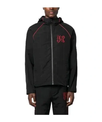 Palm Angels Logo-embroidered Shell Jacket In Black