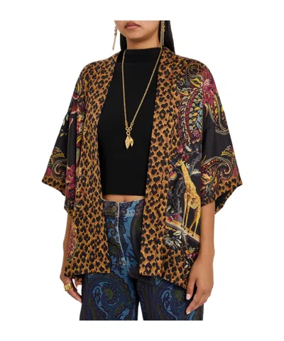 Etro Printed Silk Jacket In Black
