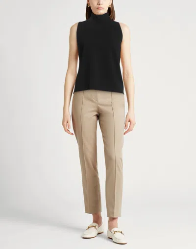 Max Mara Solid Sleeveless Turtleneck Knit In Black