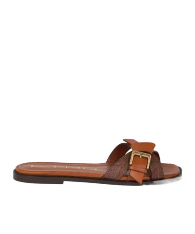 Etro Paisley-pattern Slides In Brown