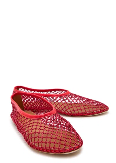 Staud Solid Color Woven Ballet Flats In Red