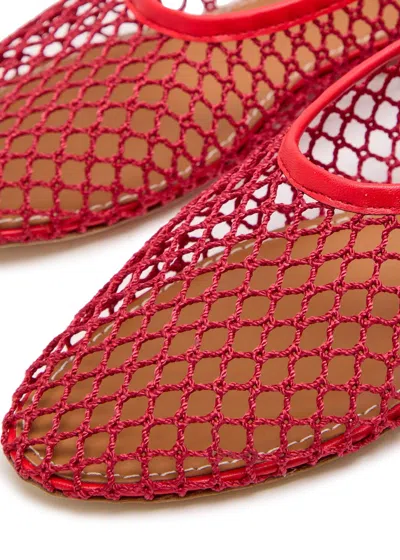 Staud Solid Color Woven Ballet Flats In Red
