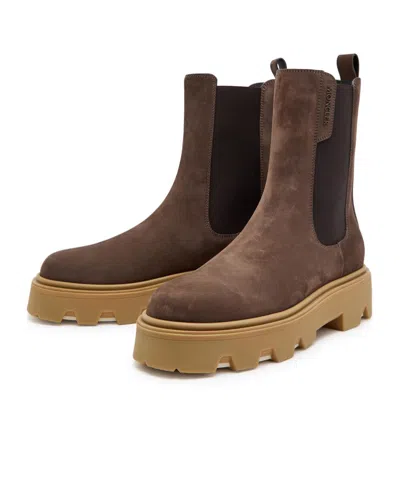 Moncler Platform Ankle Boots In Brown