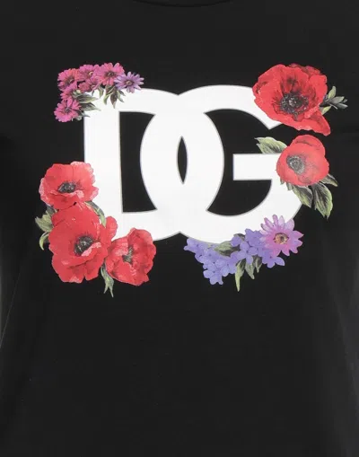 Dolce & Gabbana Solid Color Printed T-shirt In Black