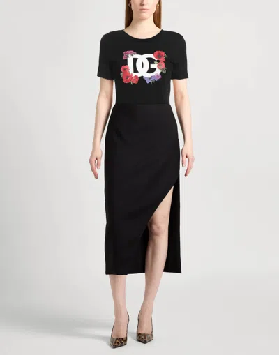 Dolce & Gabbana Solid Color Printed T-shirt In Black