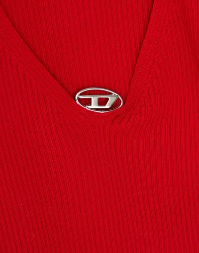 Diesel Solid Color Wool Knit Sweater In Red