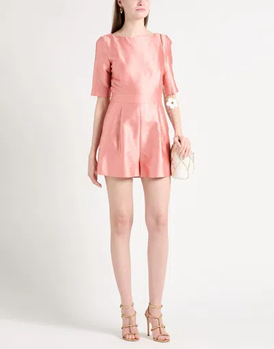 Max Mara Solid Short-sleeve Jumpsuit In Pink