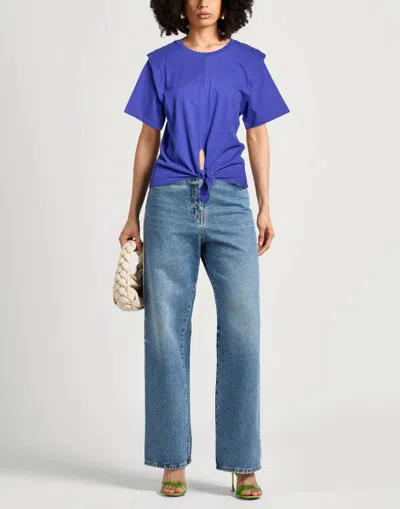 Isabel Marant Solid Color Short Sleeve T-shirt In Blue