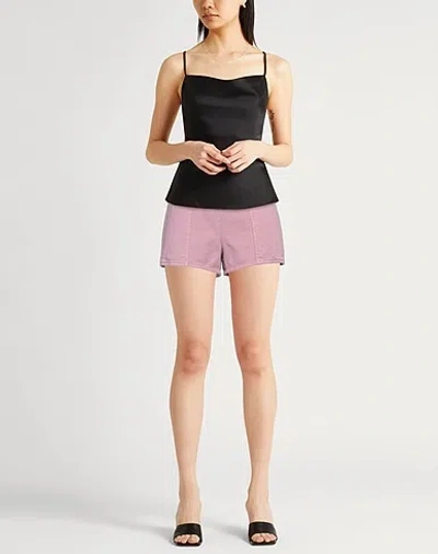 Max Mara Woman Denim Shorts Light Purple Size 8 Cotton In Pink