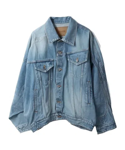 Doublet Distorted Cutting Denim Jacket In Blue