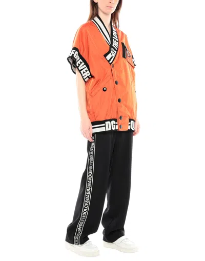 Dolce & Gabbana Solid Color Short-sleeve Cardigan In Orange