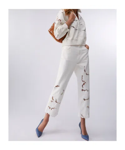 Liu •jo Openwork Embroidered Bomber Jacket In White