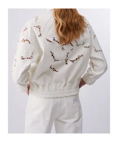 Liu •jo Openwork Embroidered Bomber Jacket In White