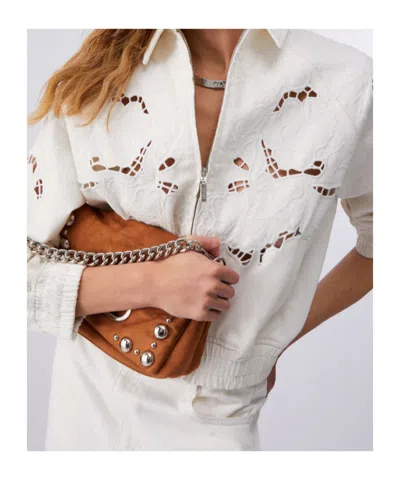 Liu •jo Openwork Embroidered Bomber Jacket In White