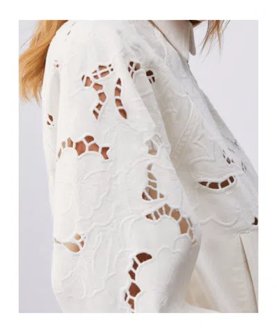 Liu •jo Openwork Embroidered Bomber Jacket In White