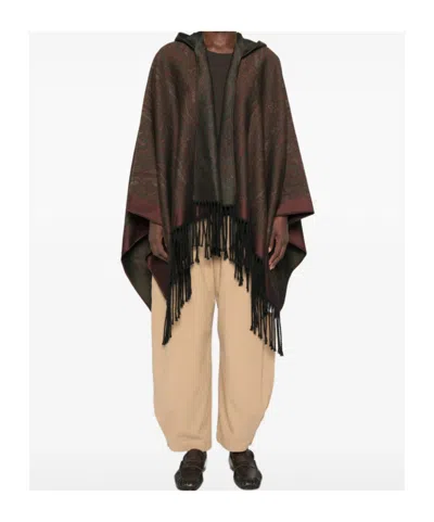 Etro Paisley-print Hooded Poncho In Multi