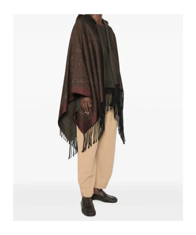 Etro Paisley-print Hooded Poncho In Multi