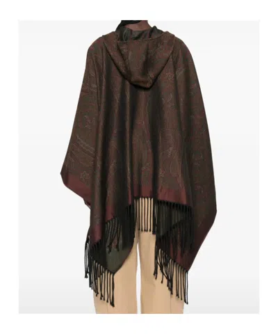 Etro Paisley-print Hooded Poncho In Multi