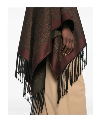 Etro Paisley-print Hooded Poncho In Multi