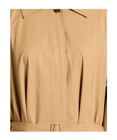 Max Mara Plain Colour Full-length Jackets In Brown