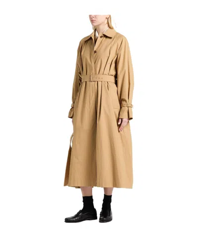 Max Mara Plain Colour Full-length Jackets In Brown