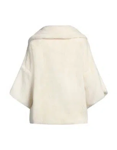 Max Mara Minimalist Shearling Coat In White