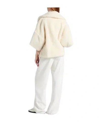 Max Mara Minimalist Shearling Coat In White