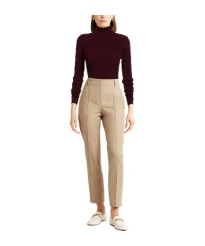 Max Mara Solid Turtleneck Knit Top In Brown