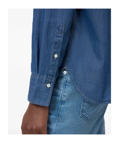 Closed Asymmetric Collared Shirt In Blue