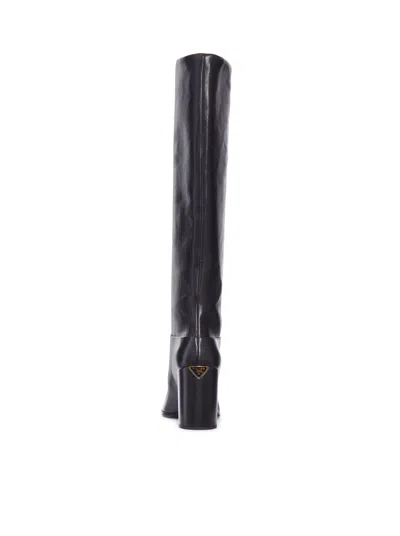 Prada Round-toe Tall Boots In Black