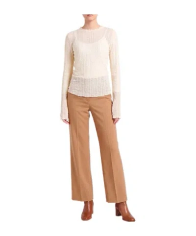 Maxco. Solid Color Lace Top In Nude