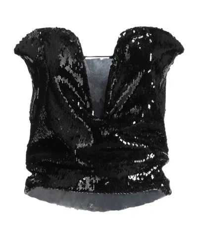 Isabel Marant Sequined Strapless Top In Black