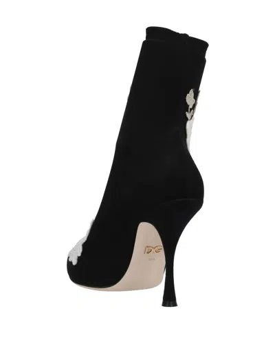 Dolce & Gabbana Floral-embroidered Jersey Stiletto Boot In Black