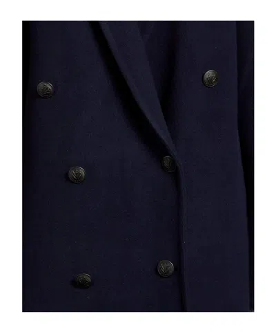 Rag & Bone Woman Coat Navy Size L Virgin Wool, Polyamide In Black