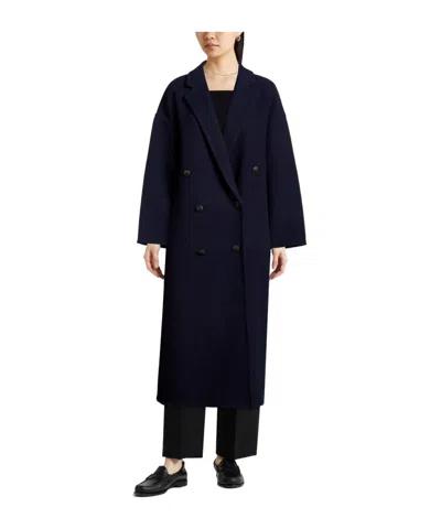 Rag & Bone Woman Coat Navy Size L Virgin Wool, Polyamide In Black