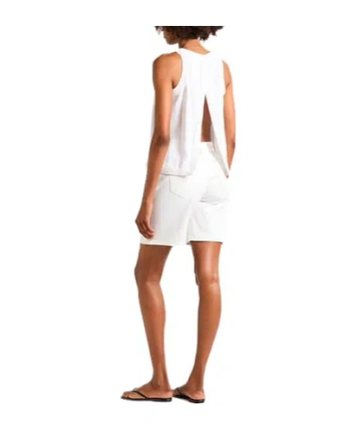 Maxco. Solid Color Linen Tank Top In White