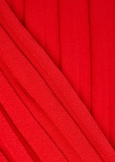 Staud Solid Ribbed-knit Tank In Red