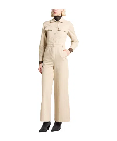 Weekend Max Mara Solid Color Long-sleeve Jumpsuit In Nude
