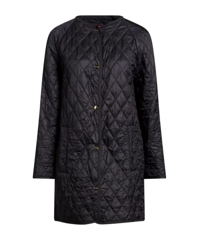 Max Mara Hooded Wool Coat In Black