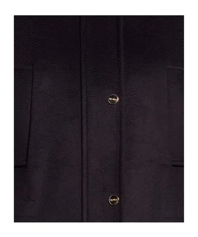 Max Mara Hooded Wool Coat In Black