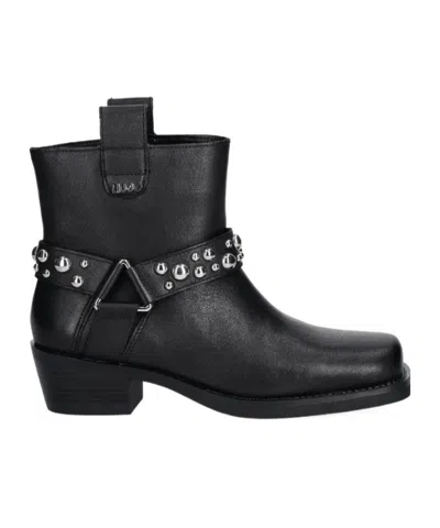 Liu •jo Studded-strap Boots In Black