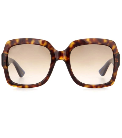 Gucci Oversized Square Sunglasses, 54mm In Havana/brown Gradient