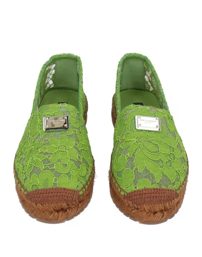 Dolce & Gabbana Solid Color Espadrilles In Green