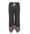 SEE BY CHLOÉ EMBROIDERED COTTON CROPPED TROUSERS