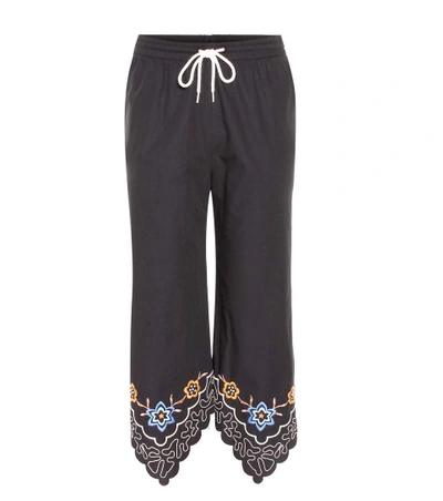 See By Chloé Floral Embroidered Cropped Trousers In Blue