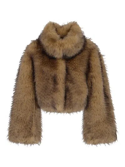Rotate Birger Christensen Fur Coat In Multi-color