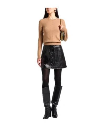 Saint Laurent Solid Cashmere Knit Sweater In Brown