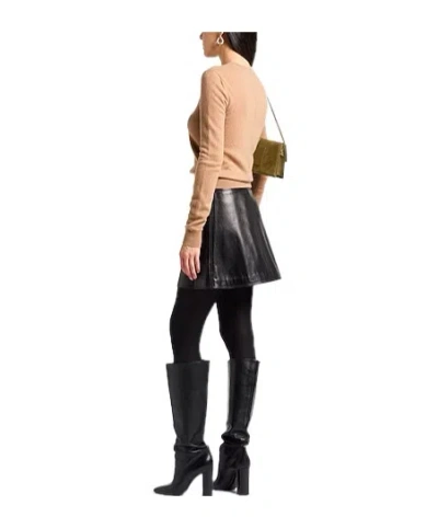 Saint Laurent Solid Cashmere Knit Sweater In Brown
